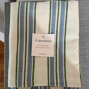 Spoonflower Striped Blue and Green Curtain Panels